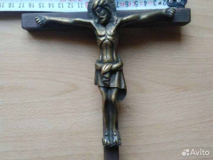 Крест старинный. Бронза. Дерево