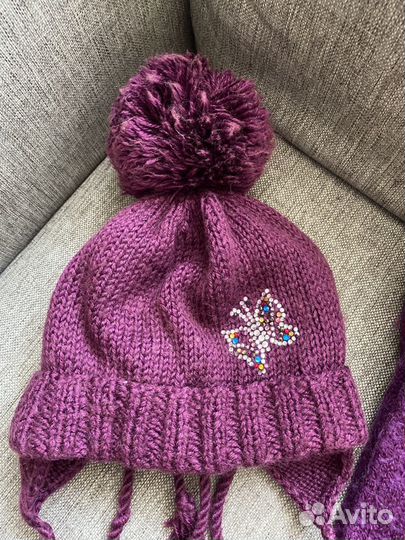 Комплект шапка, шарф, варежки