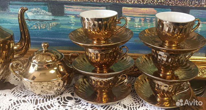 Кофейный сервиз.лфз.в золоте