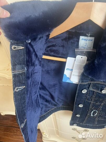 Джинсовая куртка новая, утепленная на 152