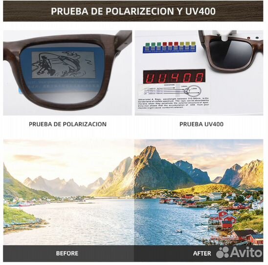 Очки солнцезащитные поляризационные бамбук UV400