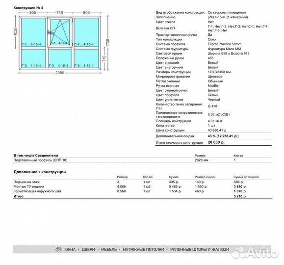 Комплект окон пвх