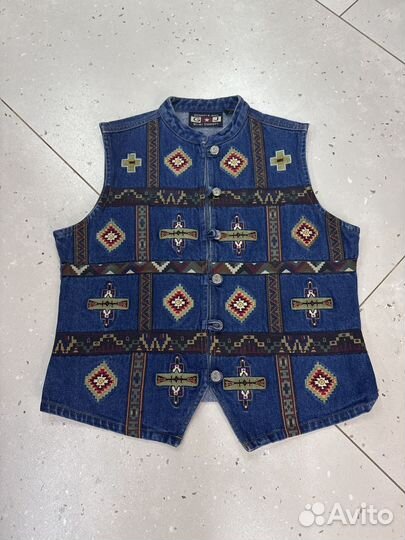 Винтажная Джинсовая жилетка женская 48-50