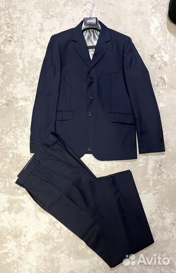 Костюм-двойка на мальчика синий полушерстяной, 158