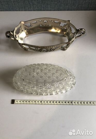 Блюдо,хрусталь,серебрение,тяжёлое,Европа