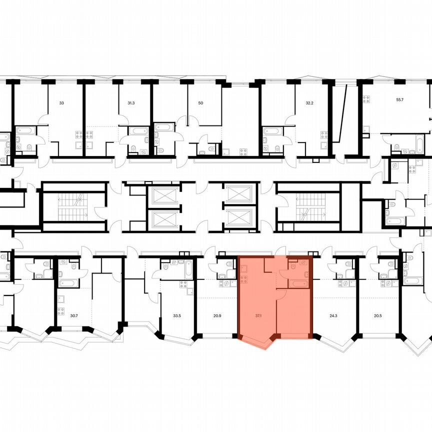 1-к. квартира, 37,1 м², 20/31 эт.