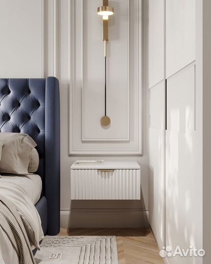 Тумба подвесная фасад рифленый белый