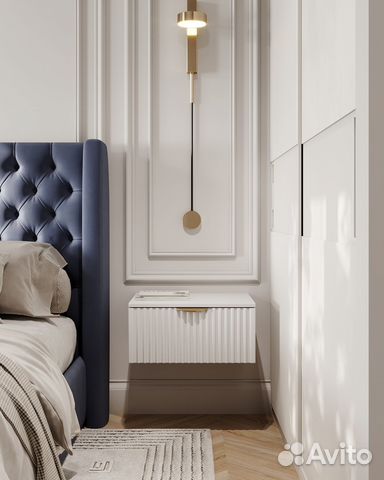 Тумба подвесная фасад рифленый белый