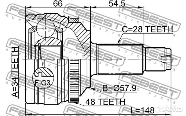Шрус ssang yong NEW actyon 10-13 нар