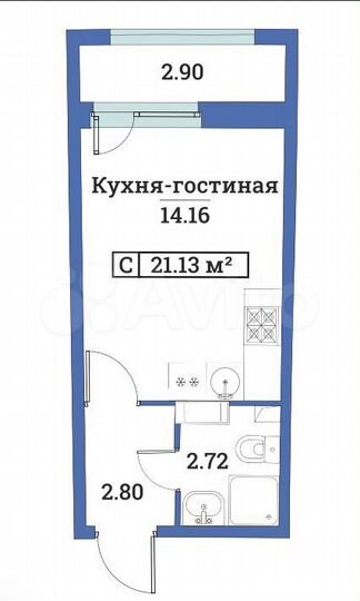 Квартира-студия, 21,1 м², 13/18 эт.