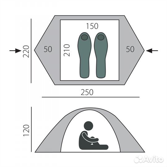 Палатка двухместная BTrace Travel 2