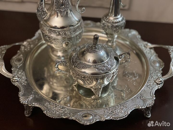 Кофейный набор турецкий металлический на подносе