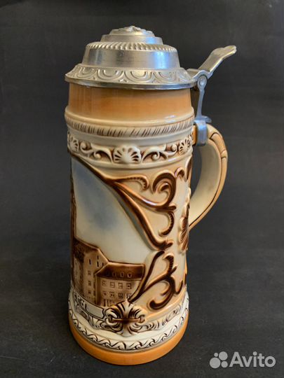 Немецкая керамич. пивная кружка (Gera) антикварная