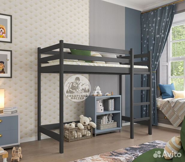 Кровать чердак детская натуральный цвет