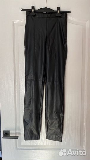Брюки кожаные zara + топ