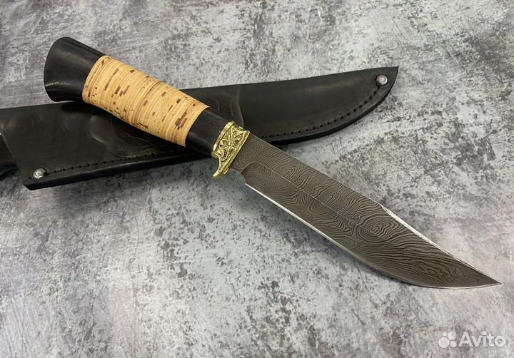 Нож для туризма и рыбалки верон 2-1, дамасская ста