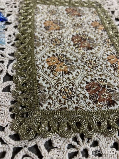 Винтажная салфетка, гобелен/металлизированная