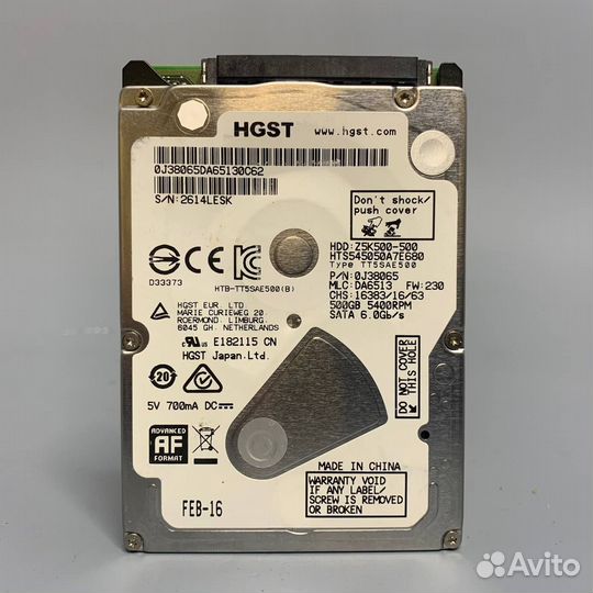 Жесткий диск hgst 500 гб HTS545050A7E680 (ESK)