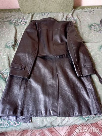 Кожаный плащ мужской