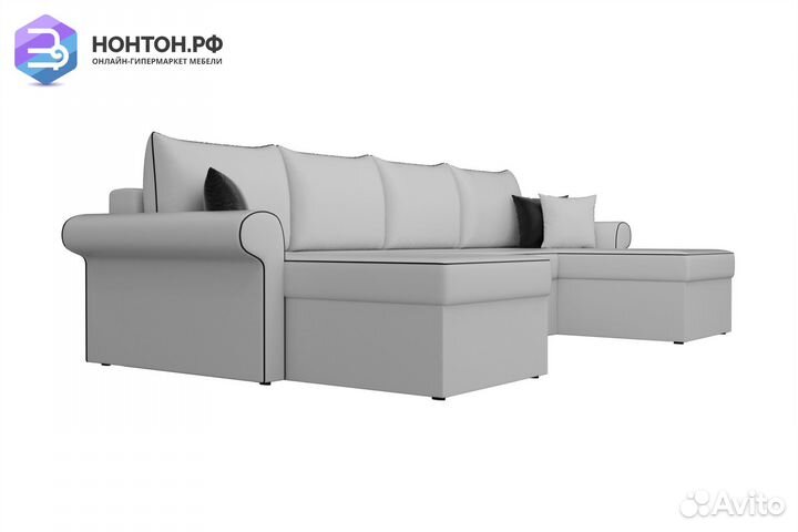 Диван п-образный дельфин Милфорд экокожа белая