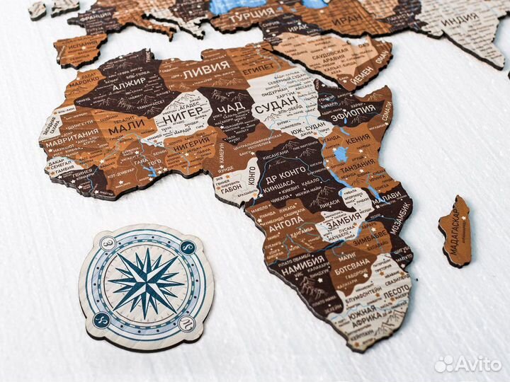 Деревянная карта мира из дерева настенная, Орск