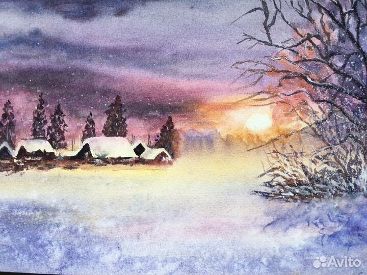 Картина акварель собор