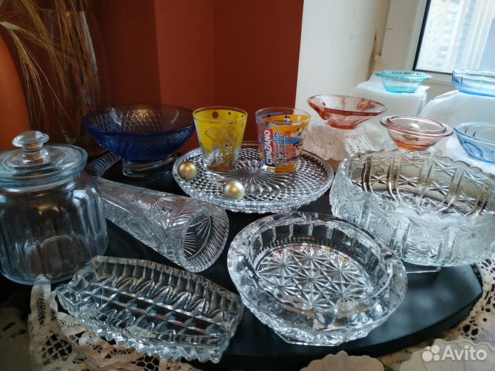 Вазы Пепельницы Цветное стекло Хрусталь СССР+