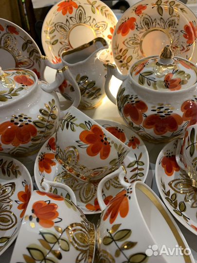 Сервиз чайный Вербилки Маки Руч. Роспись