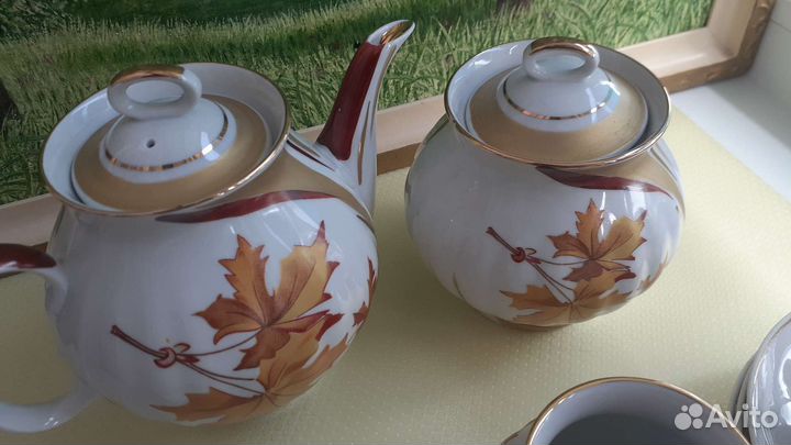 Чайный сервиз фарфор Кленовый лист Дулево