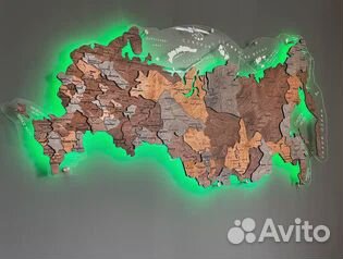 Карта России на стену из дерева