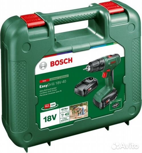 Дрель-шуруповерт Bosch EasyDrill 18V-40 аккум. пат