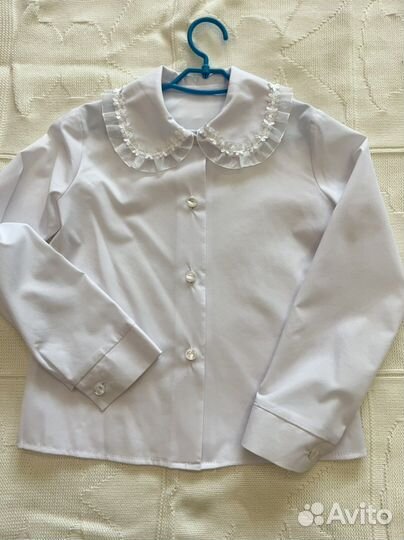 Красивая белая блузка для девочки 122