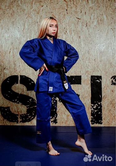 Кимоно для дзюдо mizuno синее