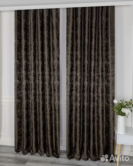 Комплект Шторы + Тюль Зарина Шоколадный и Вуаль