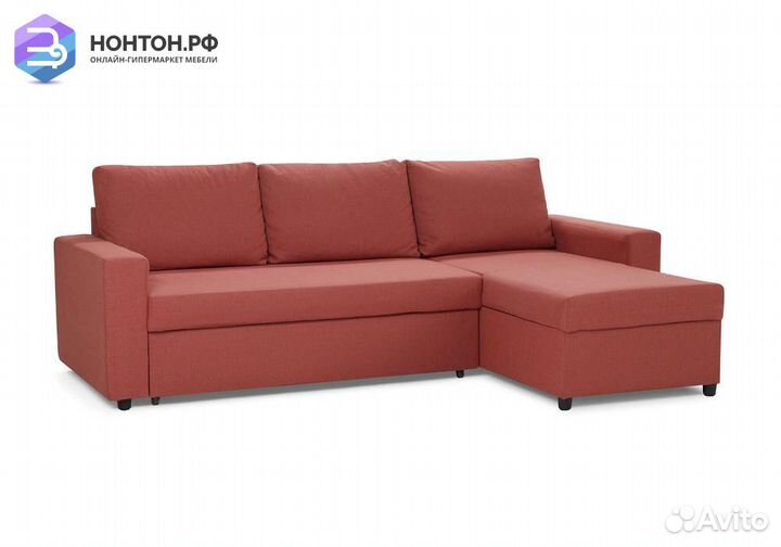 Диван угловой дельфин Торонто терракотовый