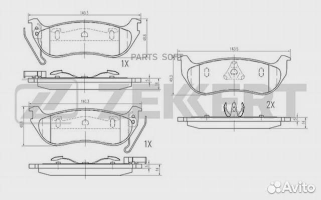 Zekkert BS-1961 Колодки торм. диск. задн. Jeep Che