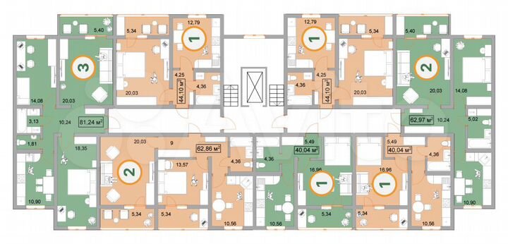 2-к. квартира, 62,9 м², 9/9 эт.