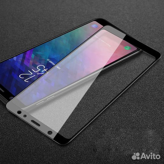 3D Soft Защитное Стекло на Samsung A6+ (чер.рамка)