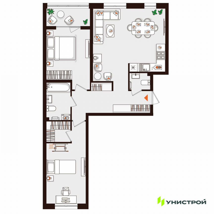 2-к. квартира, 74,5 м², 2/5 эт.