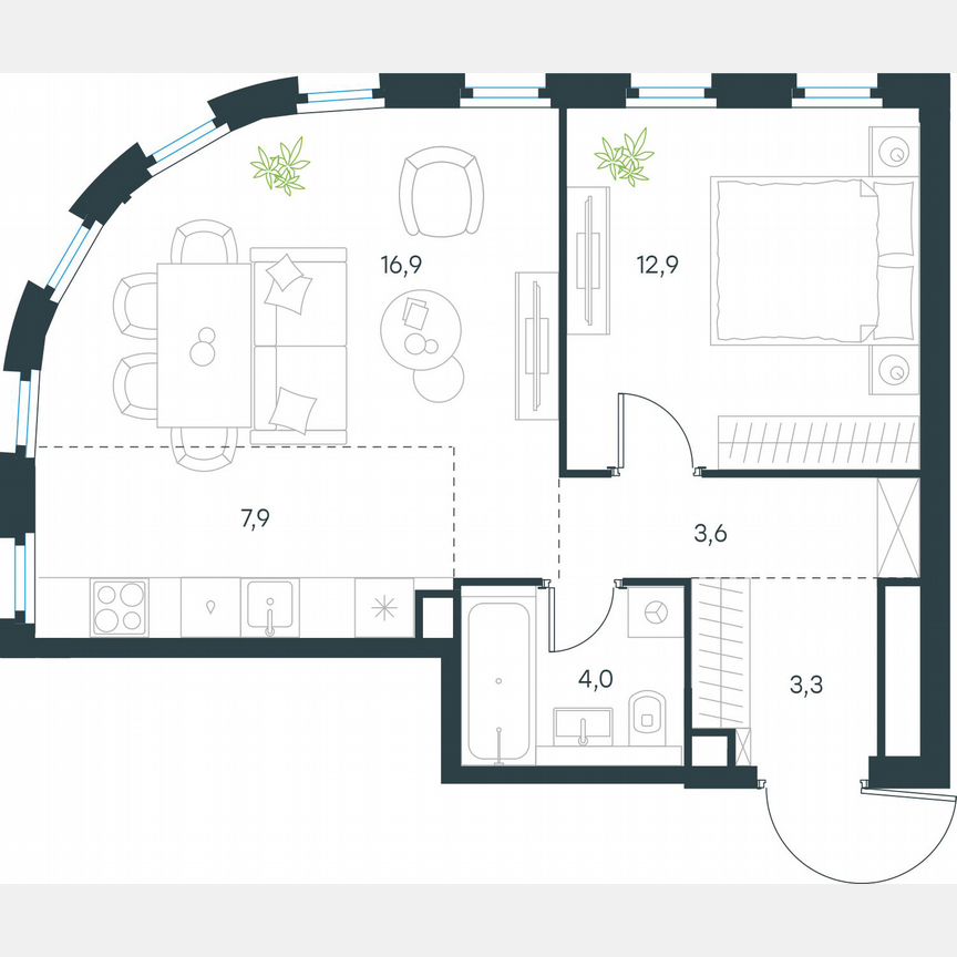 2-к. квартира, 48,6 м², 32/45 эт.