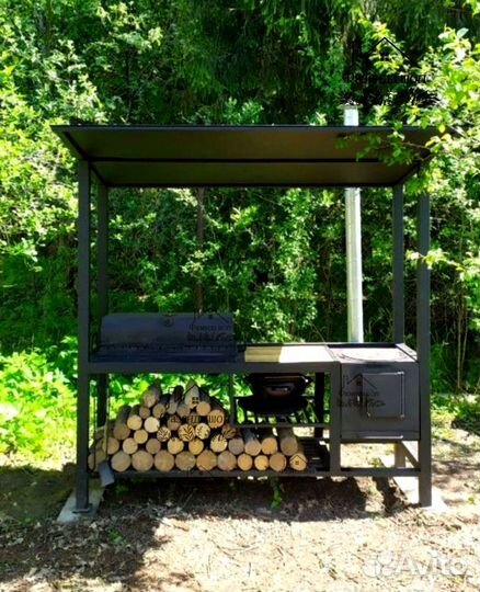 Мангал лофт с печью под казан