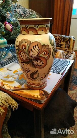 Ваза керамическая СССР. Винтаж. Ручная роспись