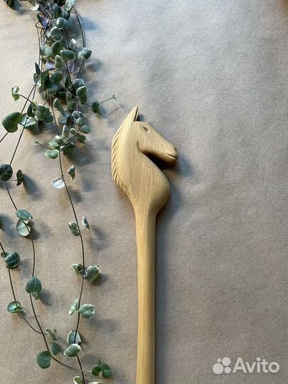 Ложка деревянная в виде Лошади, ручная работа