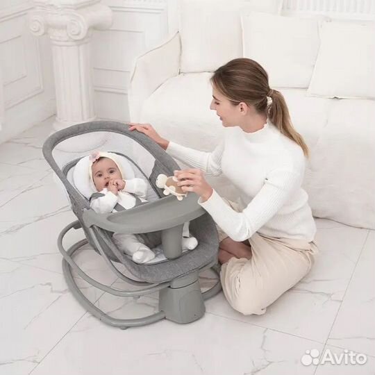 Электрокачели-шезлонг 4в1 с пультом и регулировкой