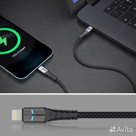 Кабель Deppa USB-C – Lightning, 1.2м, черный