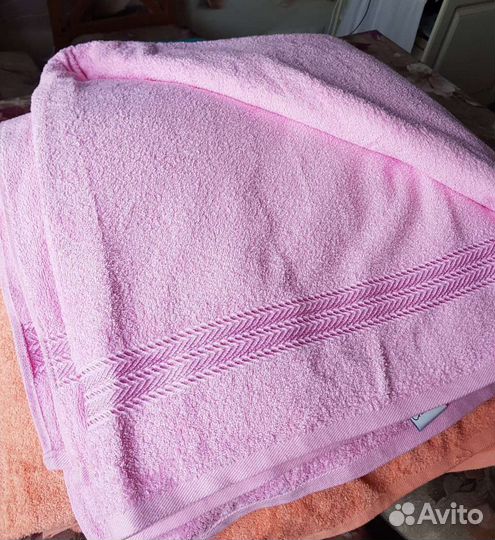 Махровые простыни, большое покрывало. Хлопок 100
