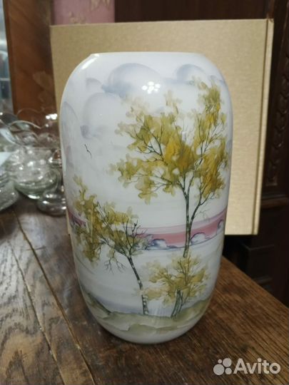 Ваза стекло двойное роспись