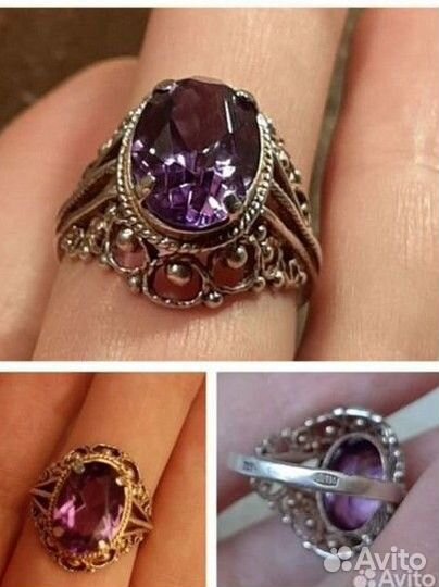 Серебряное кольцо с александритом СССР