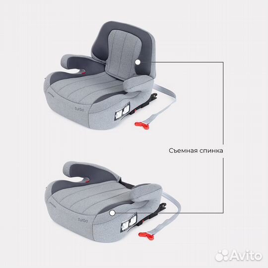 Бустер Rant Turbo Isofix, 22-36 кг, Grey