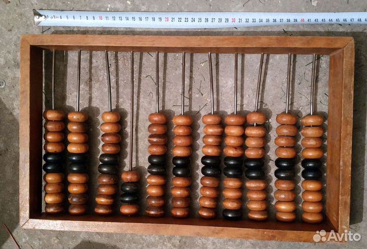 Счеты деревянные 45x27см СССР и 22x14см Линейка